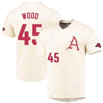 Men's Arkansas Razorbacks Gage Wood Vapor Untouchable Full-Button Baseball Jersey - Replica Cream