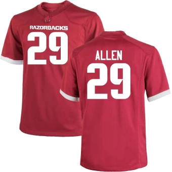 Men's Arkansas Razorbacks Jaden Allen Cardinal Football Jersey - Game