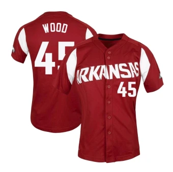 Women's Arkansas Razorbacks Gage Wood Cardinal Vapor Untouchable Full-Button Baseball Jersey - Replica