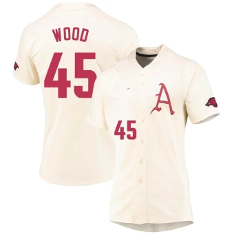 Women's Arkansas Razorbacks Gage Wood Vapor Untouchable Full-Button Baseball Jersey - Replica Cream