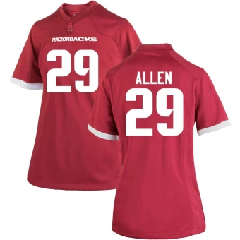 Women's Arkansas Razorbacks Jaden Allen Cardinal Football Jersey - Game