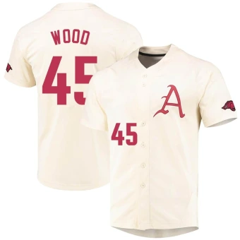 Youth Arkansas Razorbacks Gage Wood Vapor Untouchable Full-Button Baseball Jersey - Replica Cream